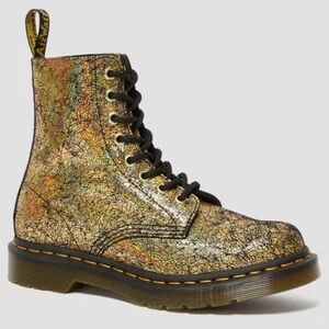Dr. Martens NWOT 1460 Pascal iridescent gold crackle lace up combat boots